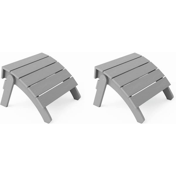 Mximu Grey Plastic Classic Outdoor Folding Adirondack Ottoman (2-Pack)