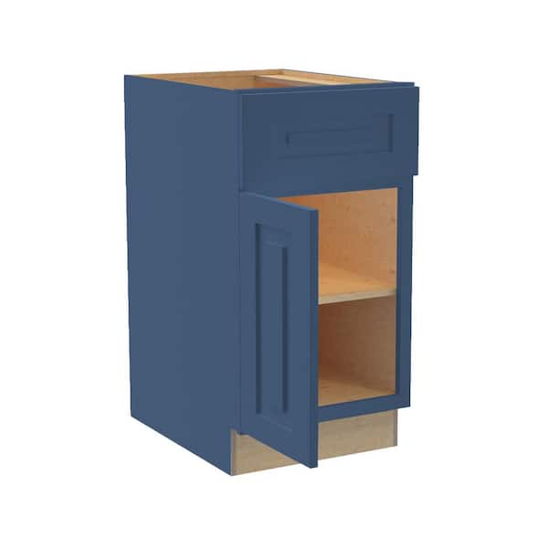 Home Decorators Collection Grayson 18 in. W x 24 in. D x 34.5 in. H Assembled Plywood Base Kitchen Cabinet in Mythic Blue with Soft Close LH