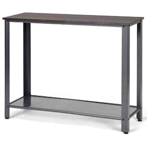 31 in. Silver with Storage Shelf Console Side Table Metal Frame Entryway Table