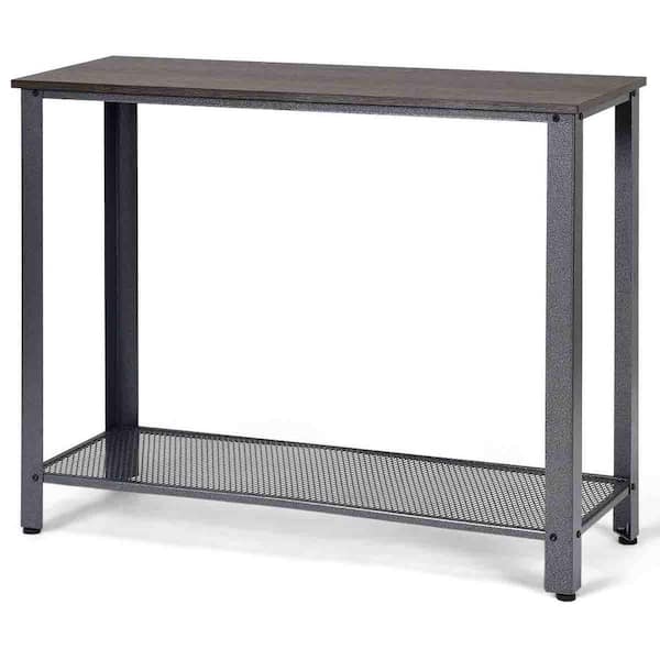 Costway 31 in. Silver with Storage Shelf Console Side Table Metal Frame Entryway Table