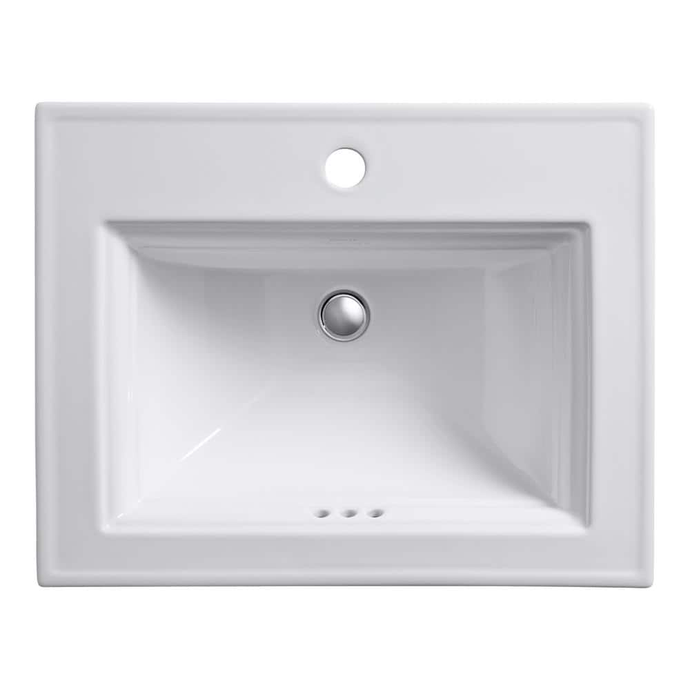 Elegant White Ceramic Rectangular Drop-In Bathroom Sink