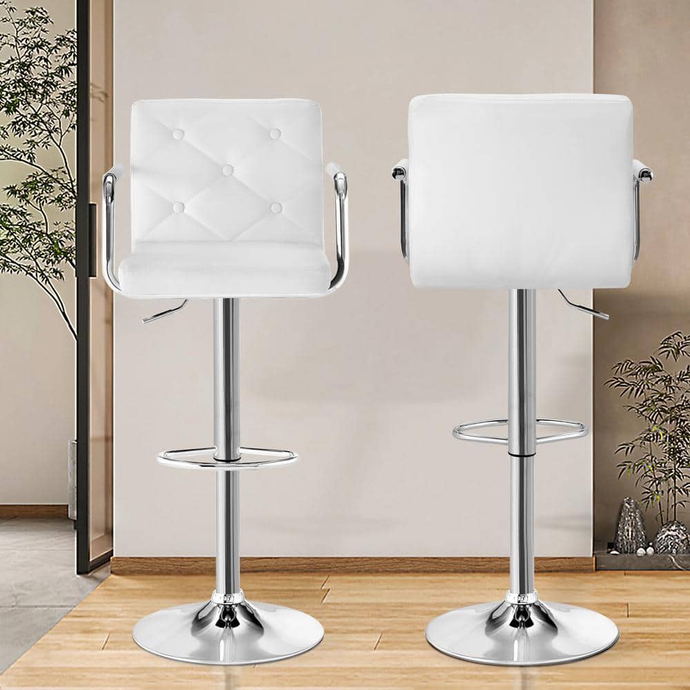 VECELO Bar Stools Adjustable Counter Stools Bar Chairs Synthetic Leather Swivel Barstools Gas