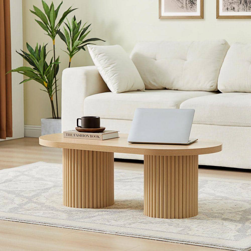 センターテーブル・ローテーブル A. PETERSEN LIVING TABLE ATHMILE 39.38 in. Multi-Scenario MDF Oval Natural Coffee Table NA