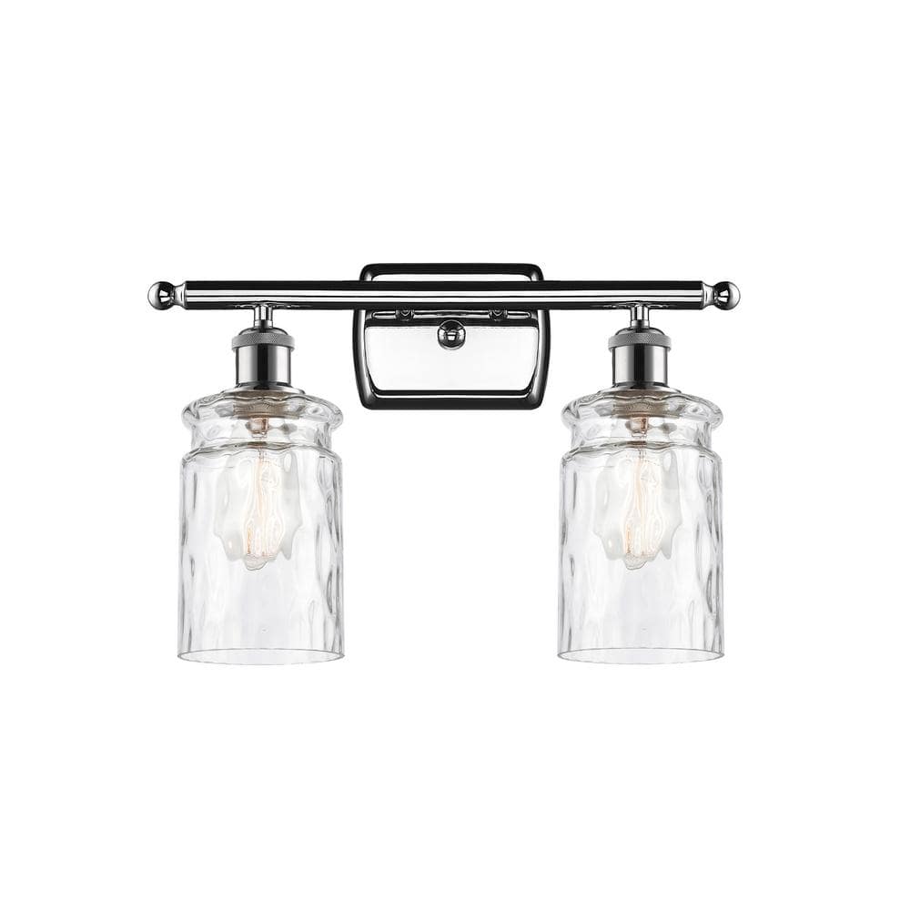 Candor 16 in. 2 Light Clear Water Glass, Polished Chrome Vanity Light with Clear Glass Shade price history on PriceWatchPro