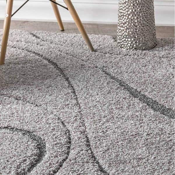 Dark Grey Rectangular Shag Rug 4' x 6' Synthetic