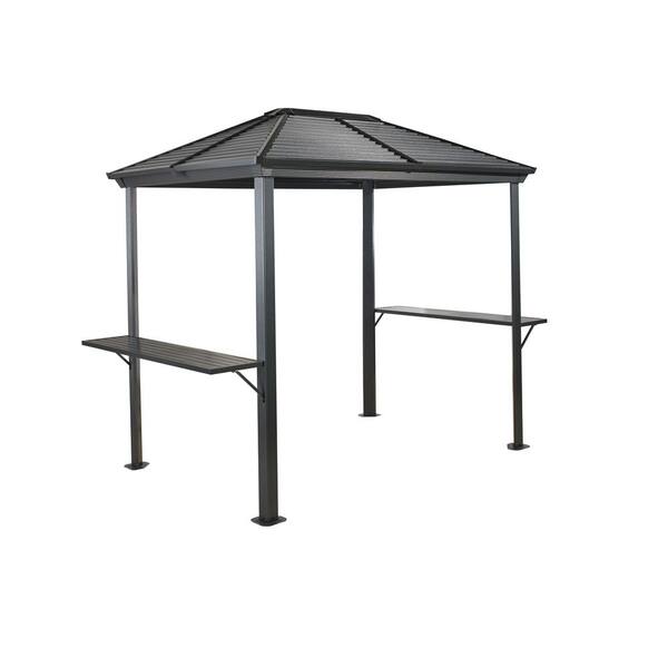 Sojag 5 ft. D x 8 ft. H Ventura Aluminum Grill Shelter in Dark Gray with Galvanized Steel Roof and High-Quality Paint