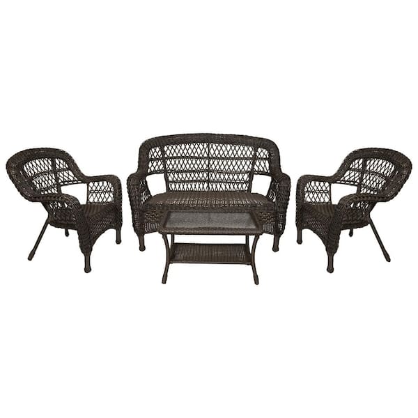 Northlight 4-Piece West Bay Dark Brown Resin Wicker Outdoor Patio Conversation Set