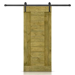 30 in. x 84 in. Jungle Green Stained DIY Knotty Pine Wood Interior Sliding Barn Door with Hardware Kit