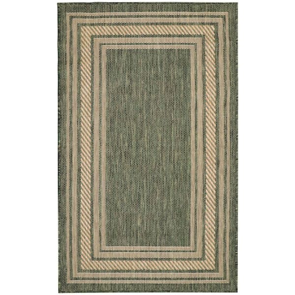 Horizon Indoor/Outdoor Green 2 ft. x 3 ft. Bordered Contemporary Area Rug