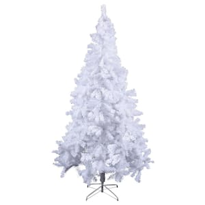 8 ft. White Unlit Full PVC Regular Artificial Christmas Tree with Solid Metal Stand
