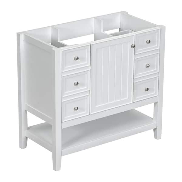 grossag 35.5 in. W x 18 in. D x 32.9 in. H Bath Vanity Cabinet without Top in White, three Drawers