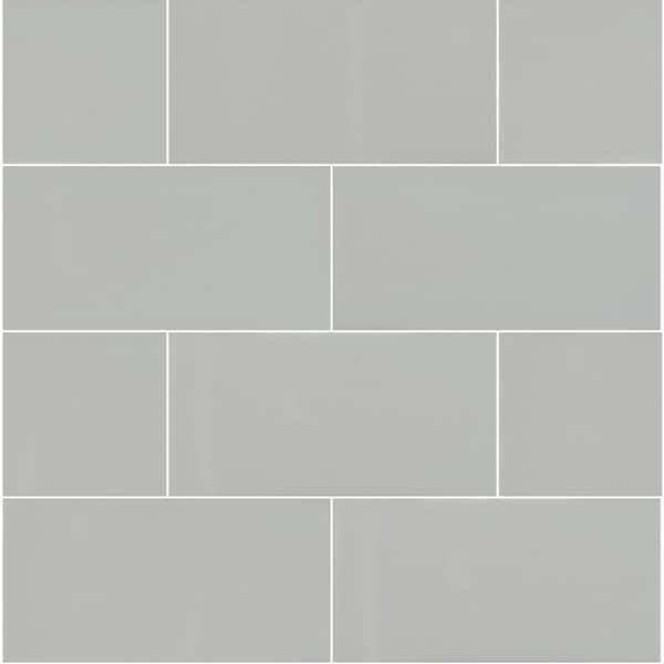 Unbranded Take Home Tile Sample - Gray 4 in. x 4 in. Glossy Ceramic Gray Subway Tile