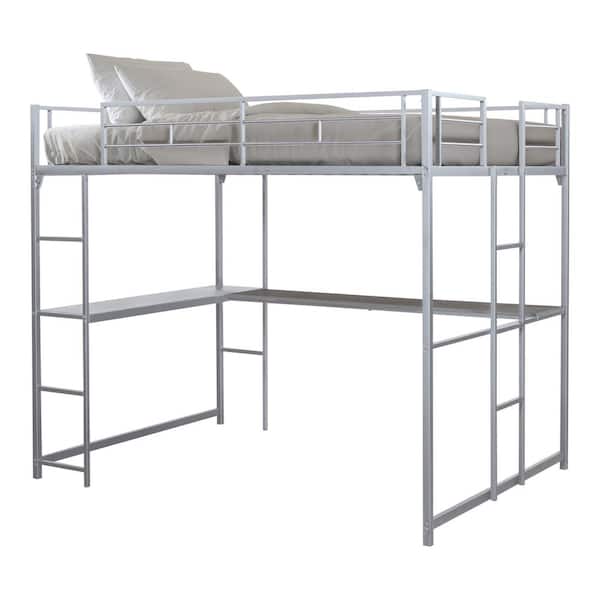 Furniture of America Kennedy Silver Full Loft Bed with Desk