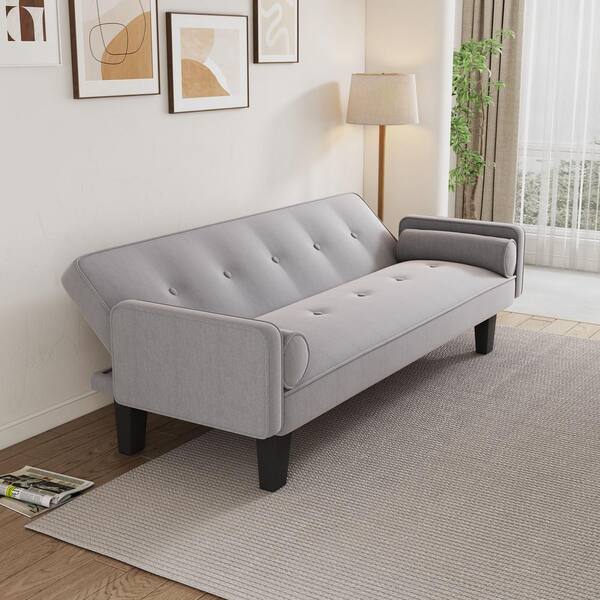 Z-joyee 72. in. Wide Light Gray Linen Modern Twin Size Sofa