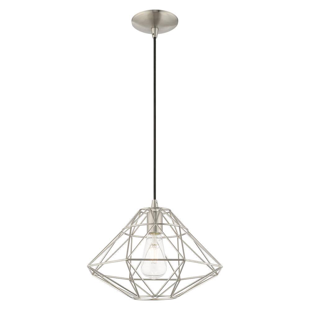Brushed Nickel Geometric 1-Light Mini Pendant for Indoor/Outdoor
