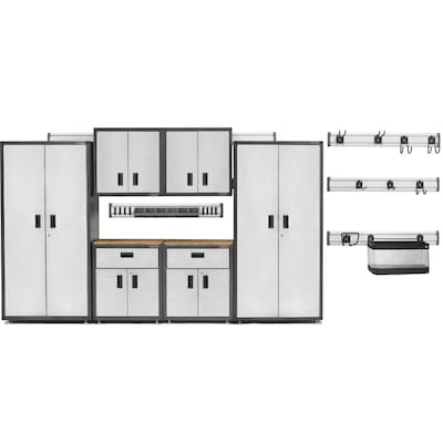 17-Piece Steel Garage Storage System in Silver (186 in. W x 83 in. H x 18 in. D)