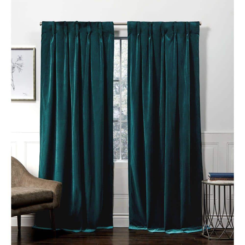 Velvet Teal Solid Polyester 52 in. W x 96 in. L Hidden Tab Top Light Filtering Curtain Panel (Double Panel) price history on PriceWatchPro