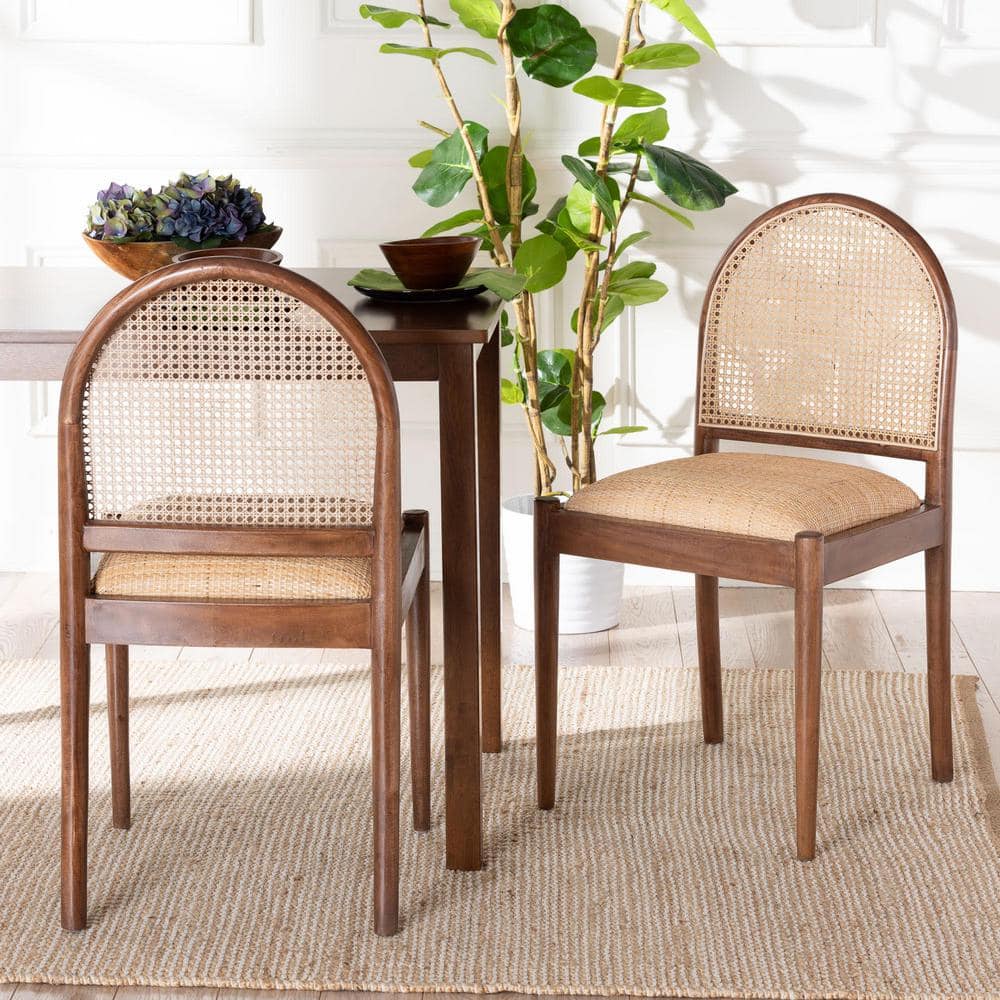 Maryland Natural Rattan and Acacia Wood Brown Side Chair