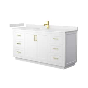 Miranda 66 in. W x 22 in. D x 33.75 in. H Single Bath Vanity in White with Carrara Cultured Marble Top