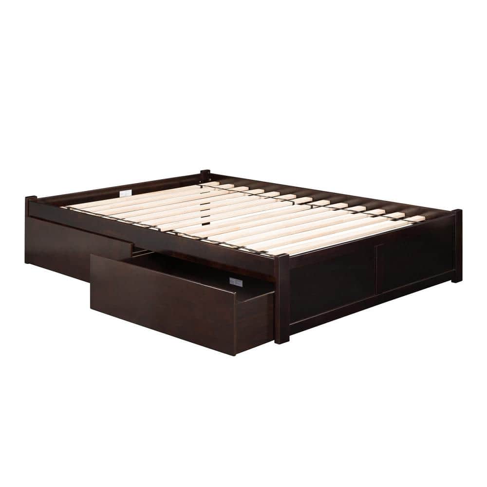 Espresso Queen Rubberwood Storage Platform Bed with Drawers