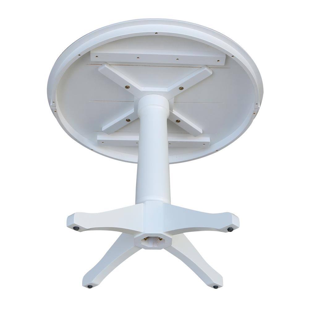 36" Round White Painted Wood Pedestal Dining Table