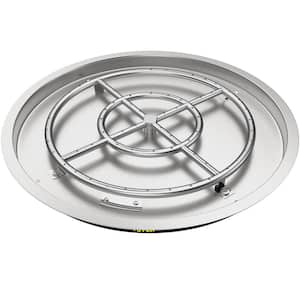 Round Fire Pit Burner 25 in. Drop in Fire Pit Pan 150 K BTU Stainless Steel Gas Fire Pan for Keeping Warm with Family