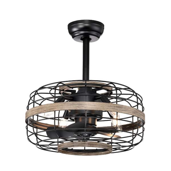 Jushua 18 in. Indoor Caged Ceiling Fans Light - with Remote Control (3-Speeds Adjustable) for Bedroom, Living Room, Kitchen