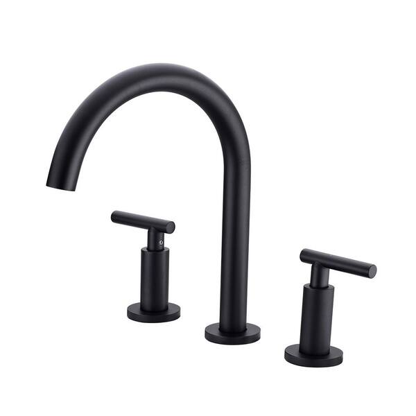 Satico Widespread 2-Handle High Arc Bathroom Faucet in Matte Black ...