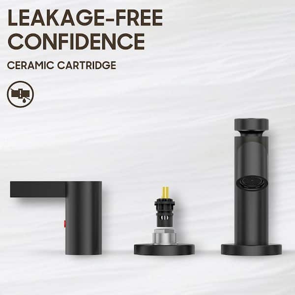 Kadilac 3 Hole Matte Black Bathroom Sink Faucet, 8 Inch Widespread