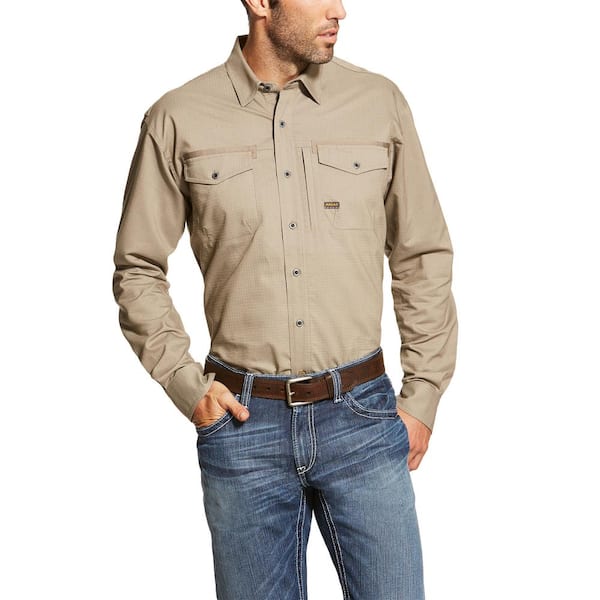 Painted Desert® Long Sleeve Button Down Lightweight Solid Twill Shirt in Red
