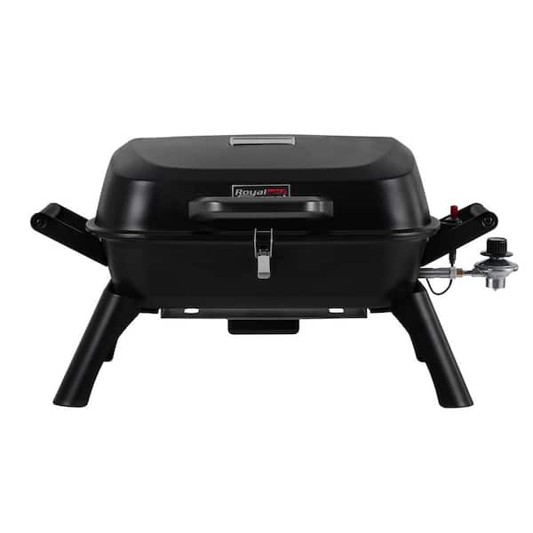 Portable Tabletop Propane Gas Grill with Foldable Legs, 12,000 BTU Output for Outdoor Camping, Black