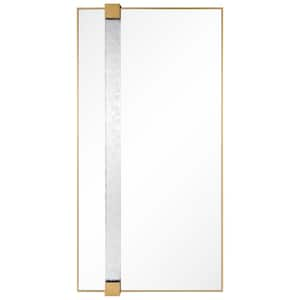 Gleaming Horizon Wall Mirror 40 in. x 80 in. with Textured Acrylic Embellished, on Gold Iron Frame