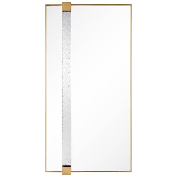 Empire Art Direct Gleaming Horizon Wall Mirror 40 in. x 80 in. with Textured Acrylic Embellished, on Gold Iron Frame