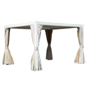 12 ft. x 10 ft. Aluminum Pergola with Louvered Roof and Drainage System, White