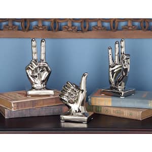 Silver Porcelain Hands Sculpture (Set of 3)