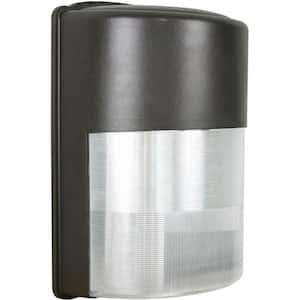 1-Light Bronze Outdoor Integrated LED Wall Lantern Sconce