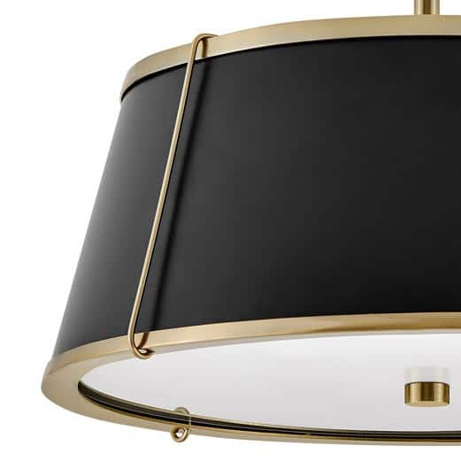 HINKLEY - Clarke 15 in. 2-Light Warm Brass Semi-Flush Mount with Metal Shade