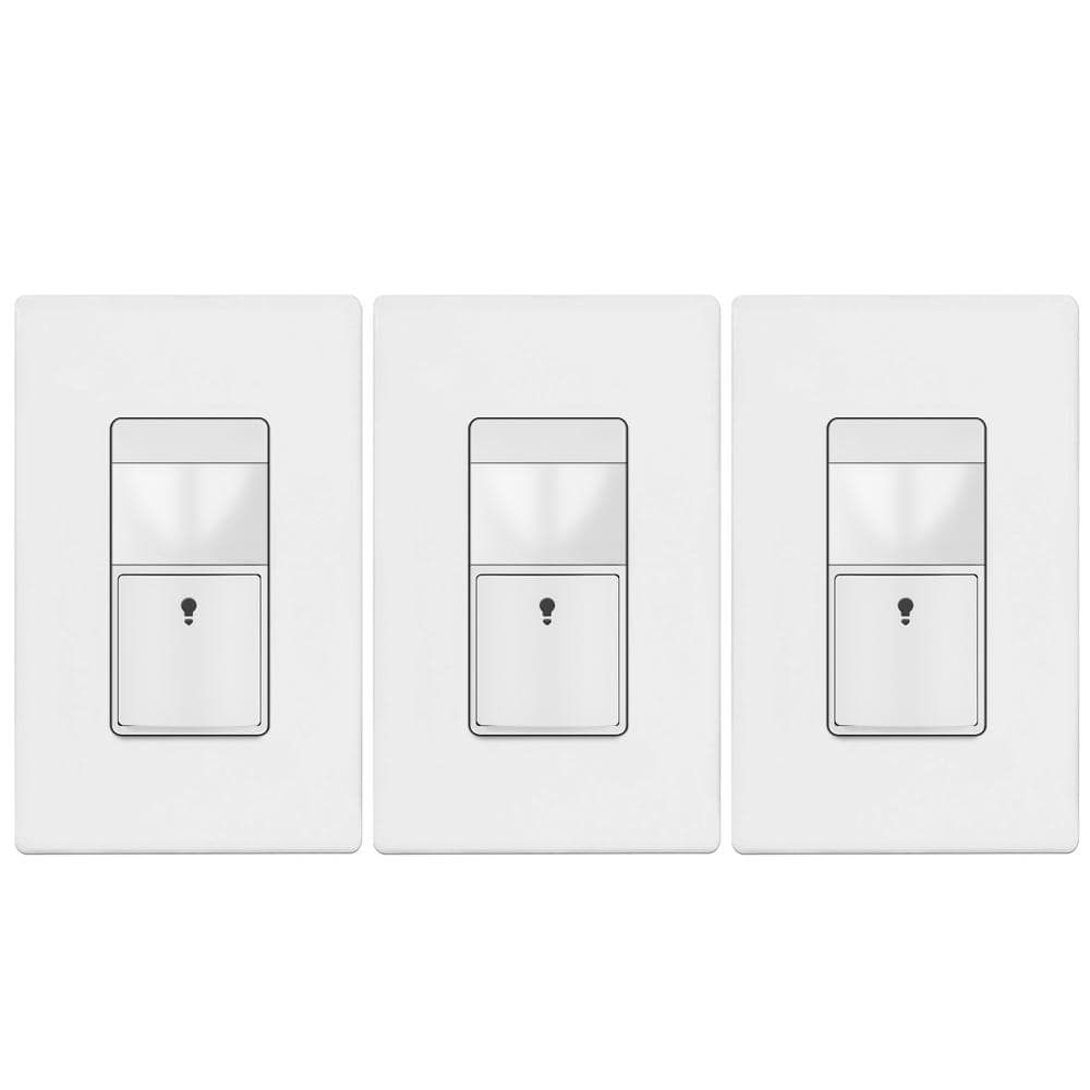 5 Amp Single Pole Ambient Light Level Detector, Motion Sensor In-Wall Switch, Auto On in White with Wall Plates (3-Pack) price history on PriceWatchPro