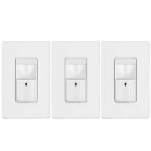 5 Amp Single Pole Ambient Light Level Detector, Motion Sensor In-Wall Switch, Auto On in White with Wall Plates (3-Pack)