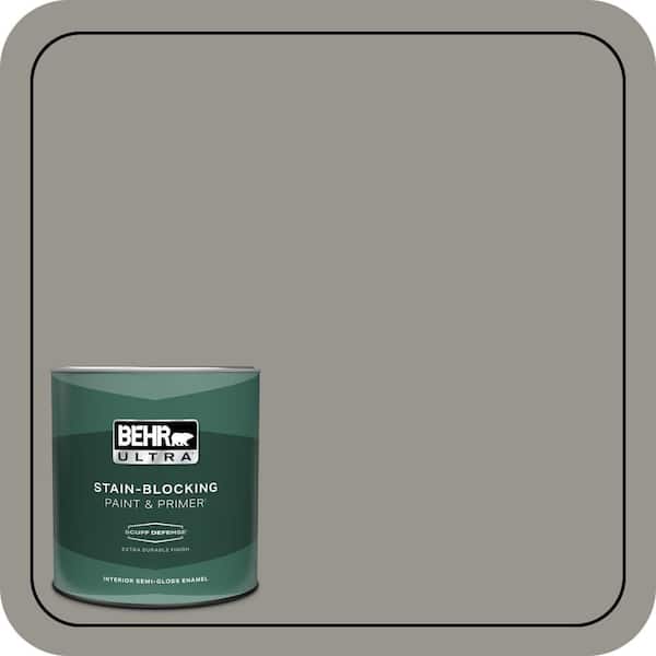 BEHR ULTRA 1 qt. #N360-4 Battleship Gray Extra Durable Semi-Gloss Enamel Interior Paint & Primer