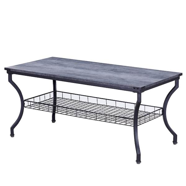 3 Pieces Coffee Table Sets with Open Storage Shelves Living Room Set for Small Space, 1 Coffee Table+2 Side Tables, Gray