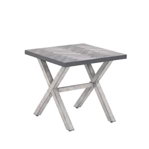 Zeus & Ruta 19.3 in. W Gray Aluminum Square Outdoor Side Table for