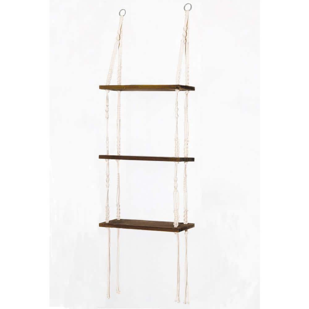 Boho Style Hanging Shelves 2/3 Tier Rustic Wood Floating - Temu