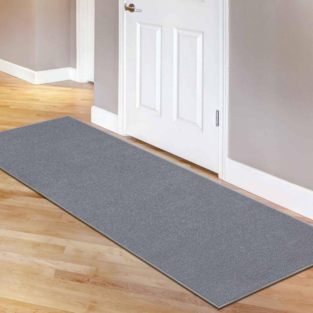 Gray Machine Washable Non-Slip Runner Rug