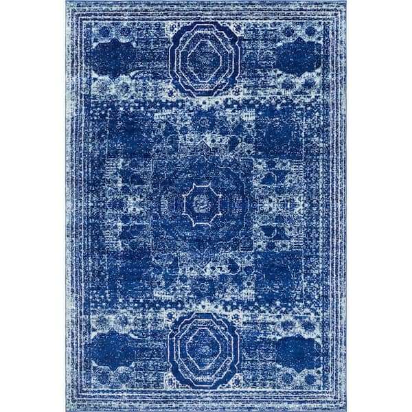 Unique Loom Bromley Wells Navy Blue 7 ft. x 10 ft. Area Rug
