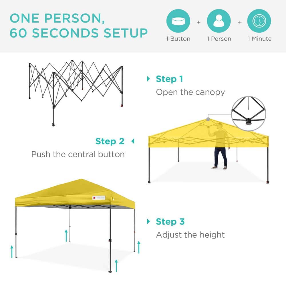 10x10ft Yellow Steel Frame Pop Up Canopy with Wheeled Case