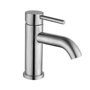 Single-Handle Single-Hole Bathroom Faucet in Brushed Nickel