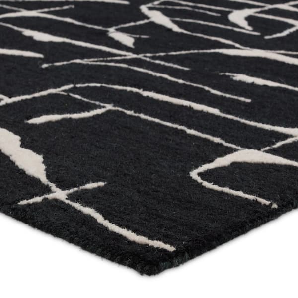 Nikki Chu Noir Black/White 8 ft. x 10 ft. Abstract Handmade Area Rug