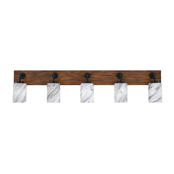 Kirby 36.25 in. 4 Light Black and Painted Wood-look Vanity