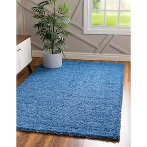 Solid Shag Periwinkle Blue 8 ft. x 10 ft. Area Rug